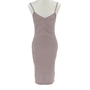 Say What? Ribbed Mauve Sleeveless Midi Dress With Side Slit, M